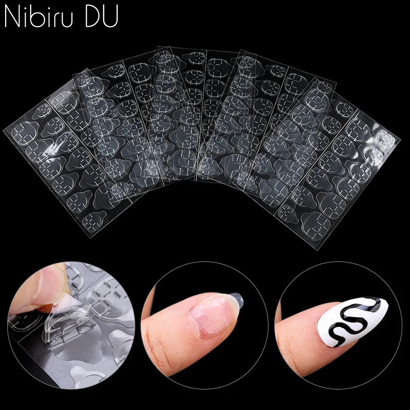 Pastilles adhésives double face pour faux ongles – Colle gel transparente réutilisable