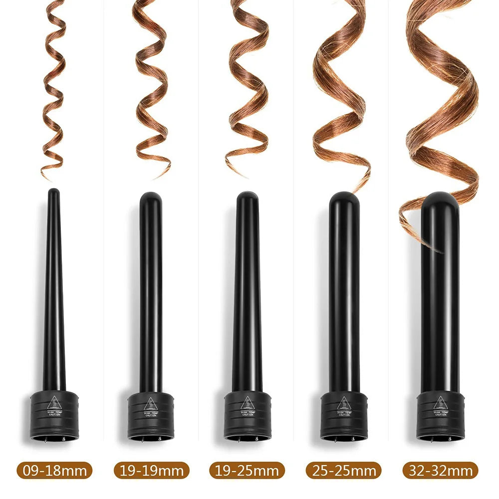 Fer à boucler 5 en 1 professionnel – Boucleur cheveux multifonction à baril rotatif, coiffage salon