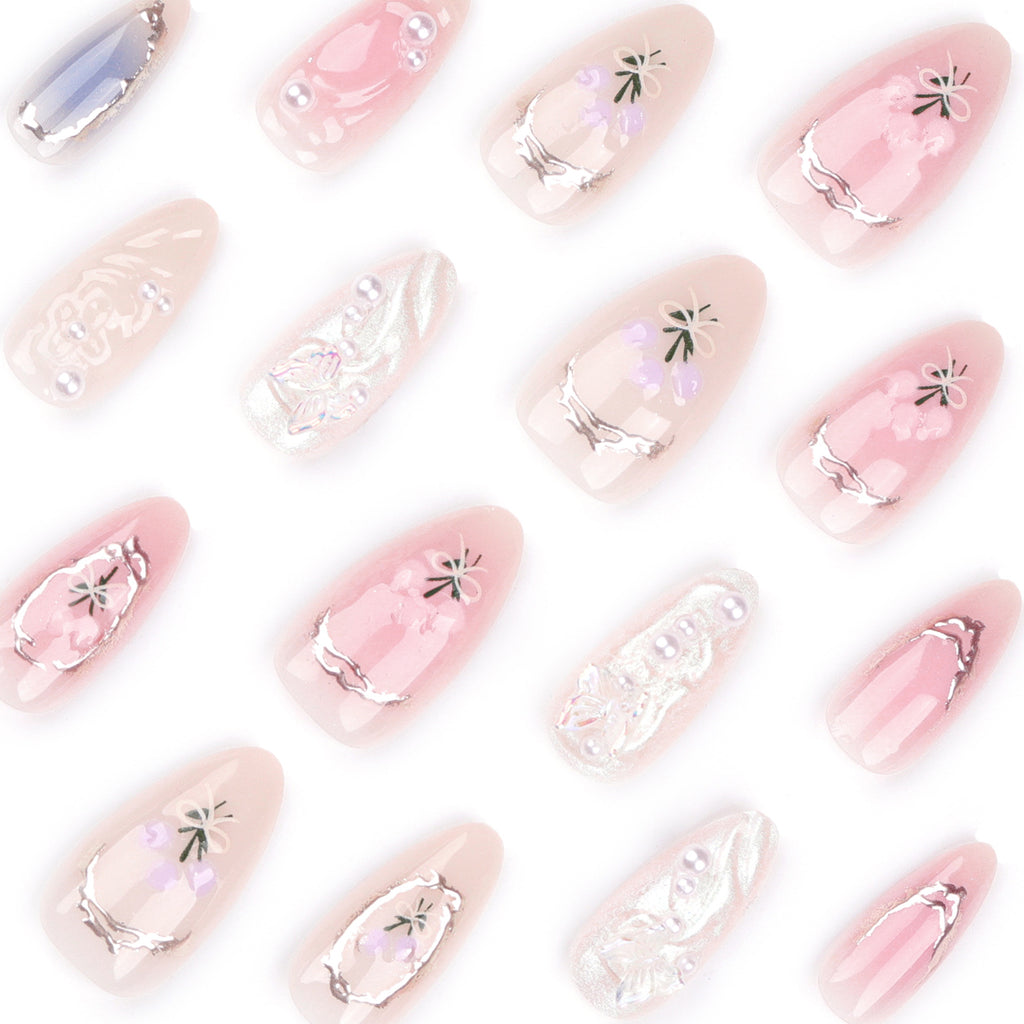 24 Faux ongles press-on design – Capsules ongulaires élégantes, plusieurs formes et styles