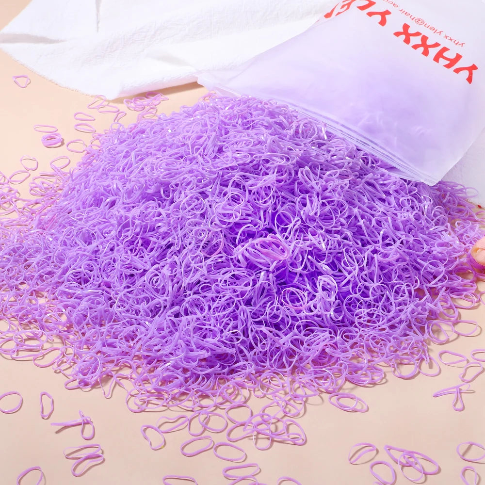Élastiques cheveux enfant colorés – Lot de 500, 1000 ou 2000 – Mini attaches cheveux jetables en caoutchouc