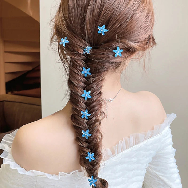 Lot de 10 mini pinces cheveux fleurs – Barrettes décoratives pour fille