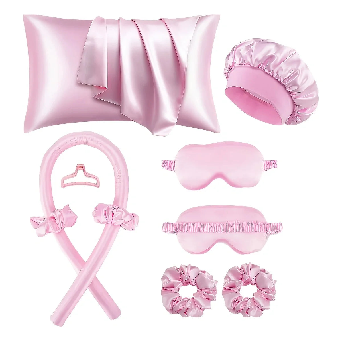 Kit sommeil beauté sans chaleur – Boucles, accessoires satin & massage visage