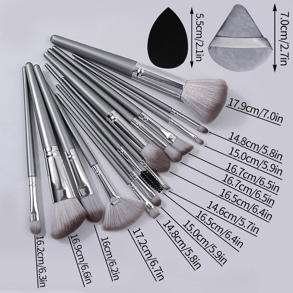 Set de pinceaux maquillage professionnel 14 pièces + éponges – Application précise & finition naturelle