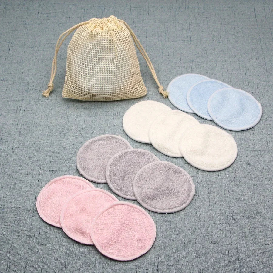 Cotons démaquillants réutilisables en bambou – Lot de 12 disques lavables doux pour la peau