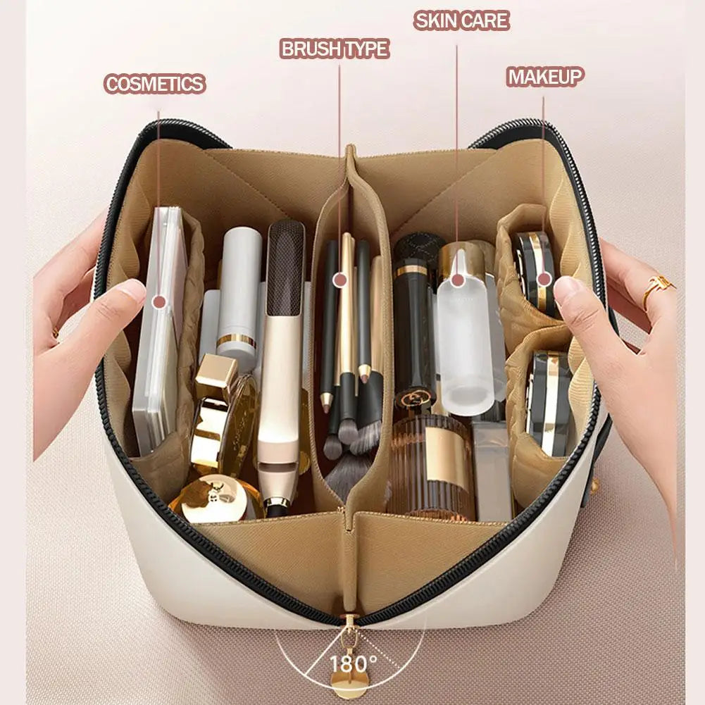 Trousse de maquillage rigide élégante – Organisateur beauté premium avec compartiments & poignée