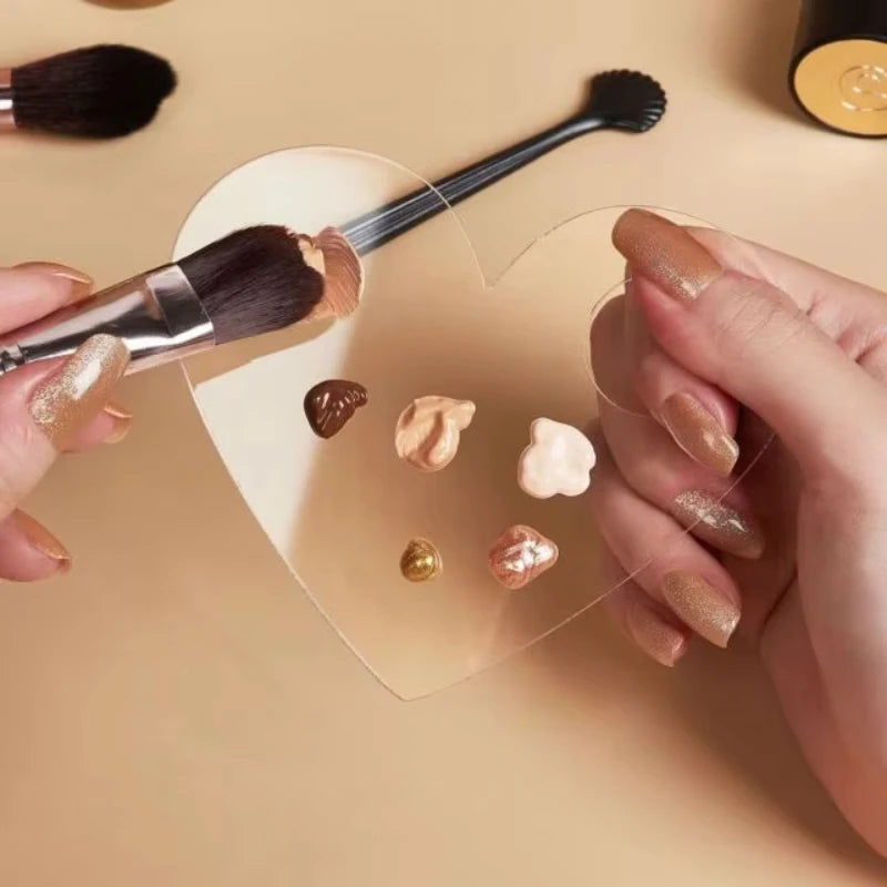 Palette de mélange maquillage en acrylique avec spatule – Fond de teint, fards & pigments
