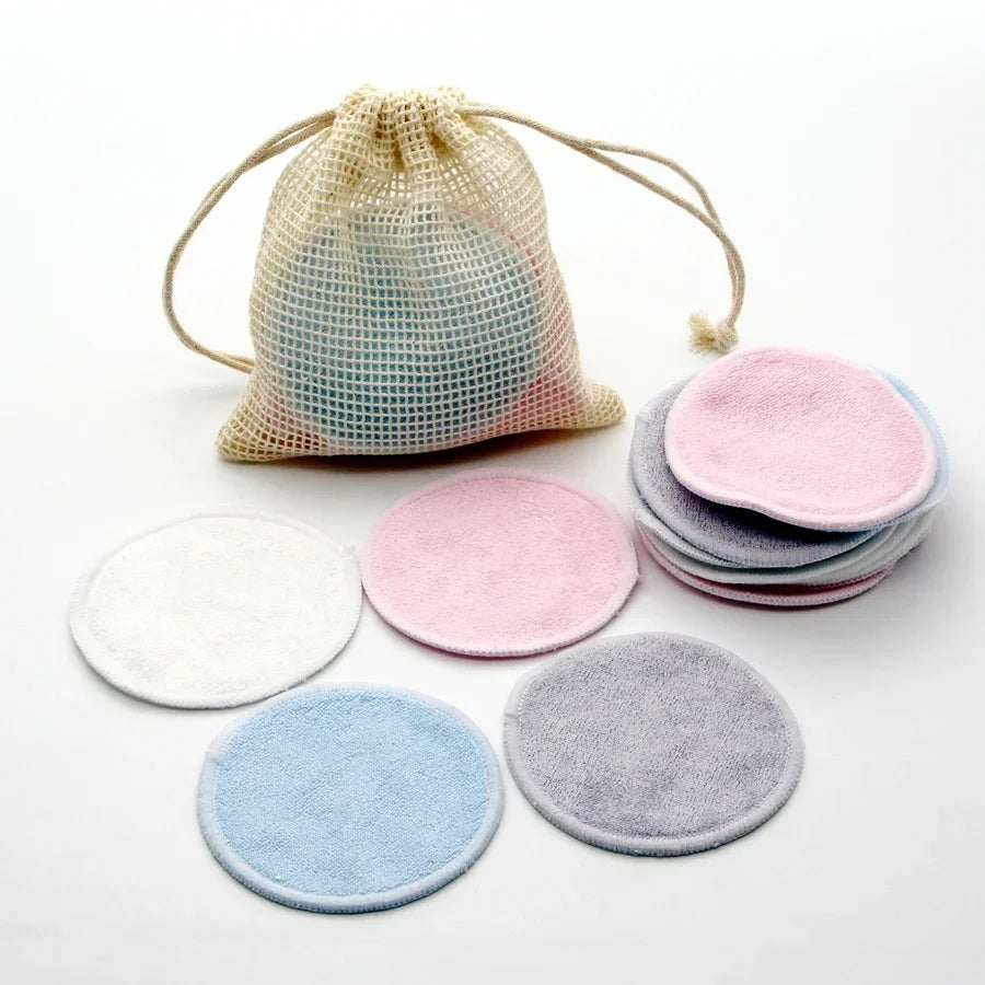 Cotons démaquillants réutilisables en bambou – Lot de 12 disques lavables doux pour la peau