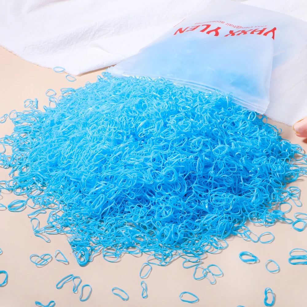 Élastiques cheveux enfant colorés – Lot de 500, 1000 ou 2000 – Mini attaches cheveux jetables en caoutchouc