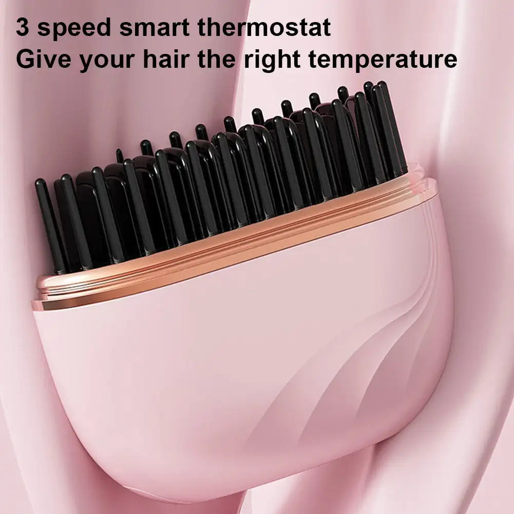 Brosse lissante chauffante sans fil – Mini lisseur portable ionique, 3 températures