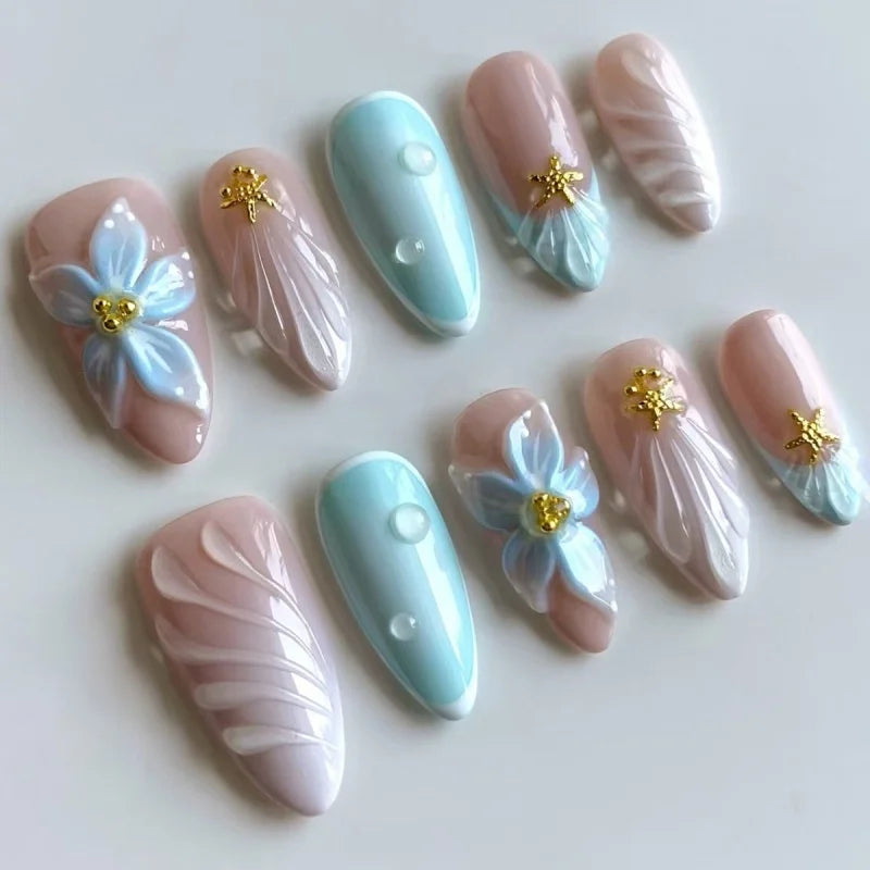 Faux ongles press-on 3D design – Capsules ongulaires effet relief, plusieurs styles