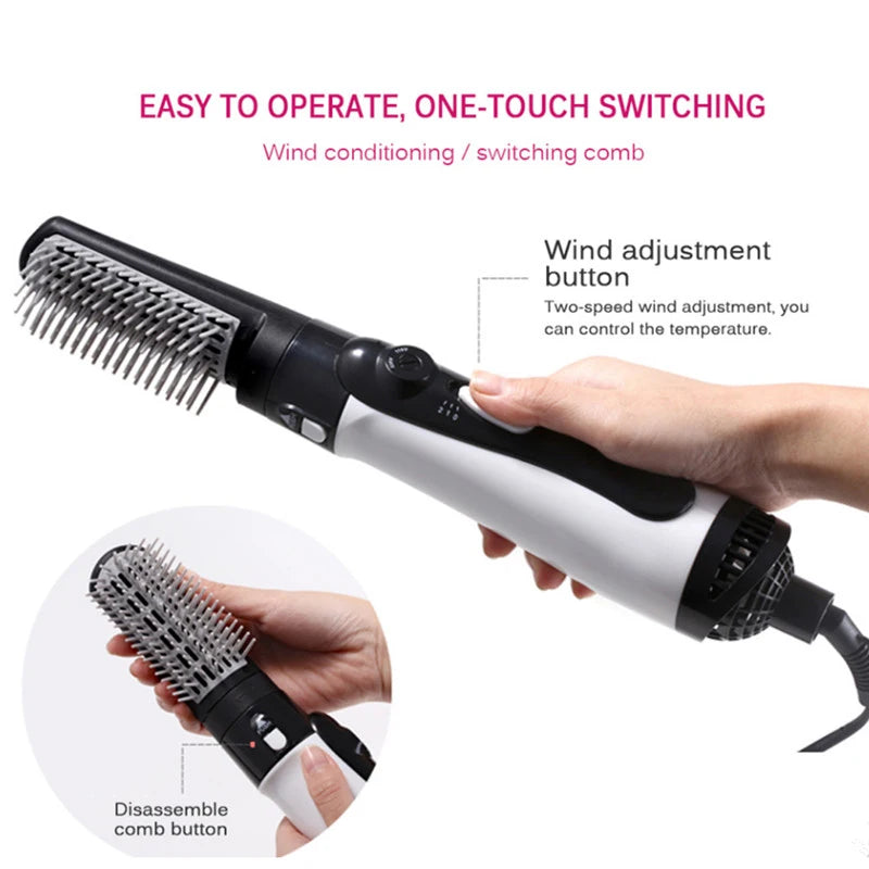 Brosse soufflante 3-en-1 ionique – Sèche-cheveux brosse volumisante lissante et bouclante