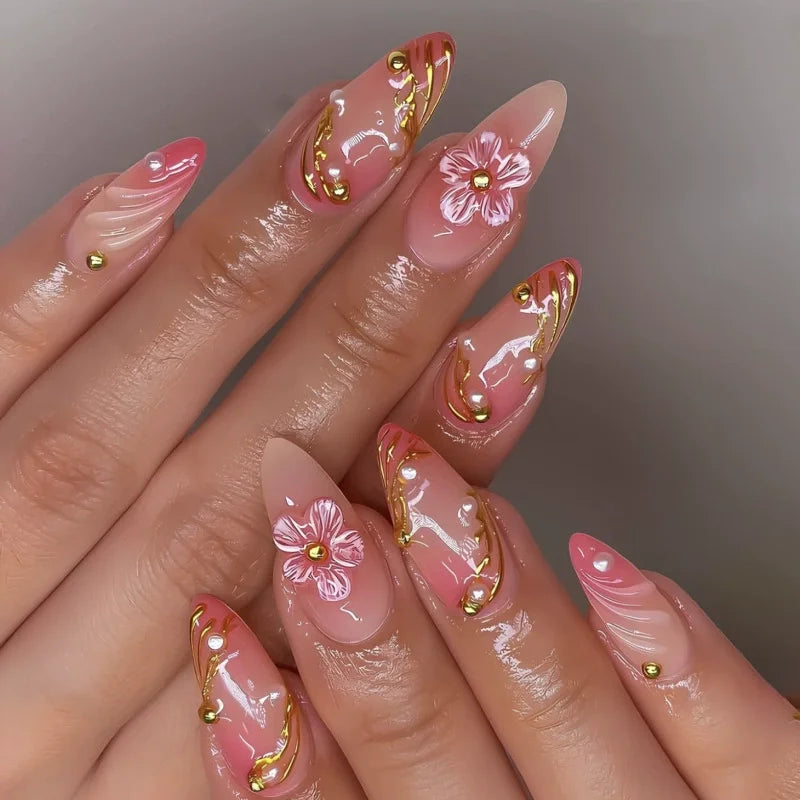 24 Faux ongles press-on design – Capsules ongulaires élégantes, plusieurs formes et styles
