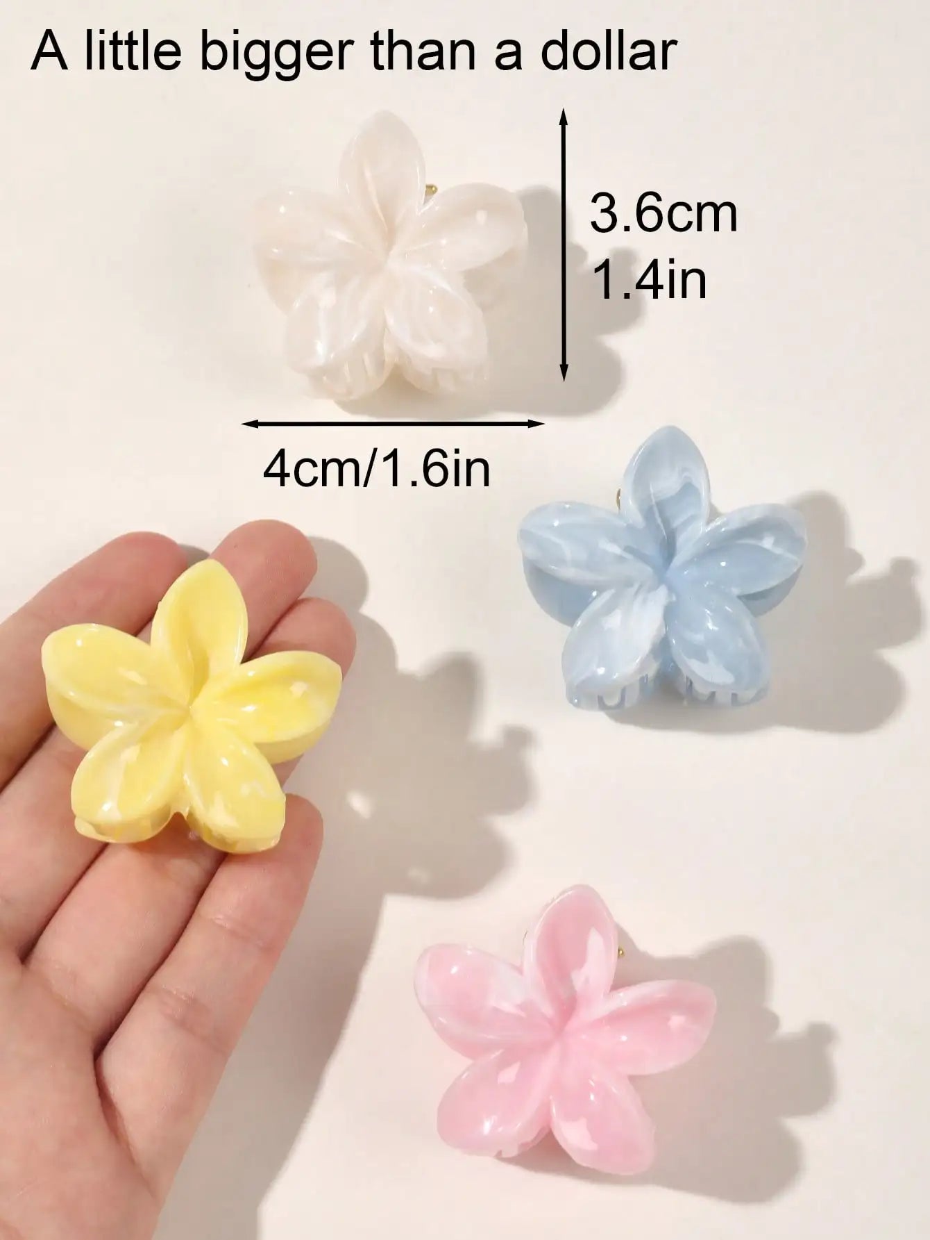 Lot de 4 pinces crabes fleurs multicolores – Accessoires cheveux antidérapants femme & fille