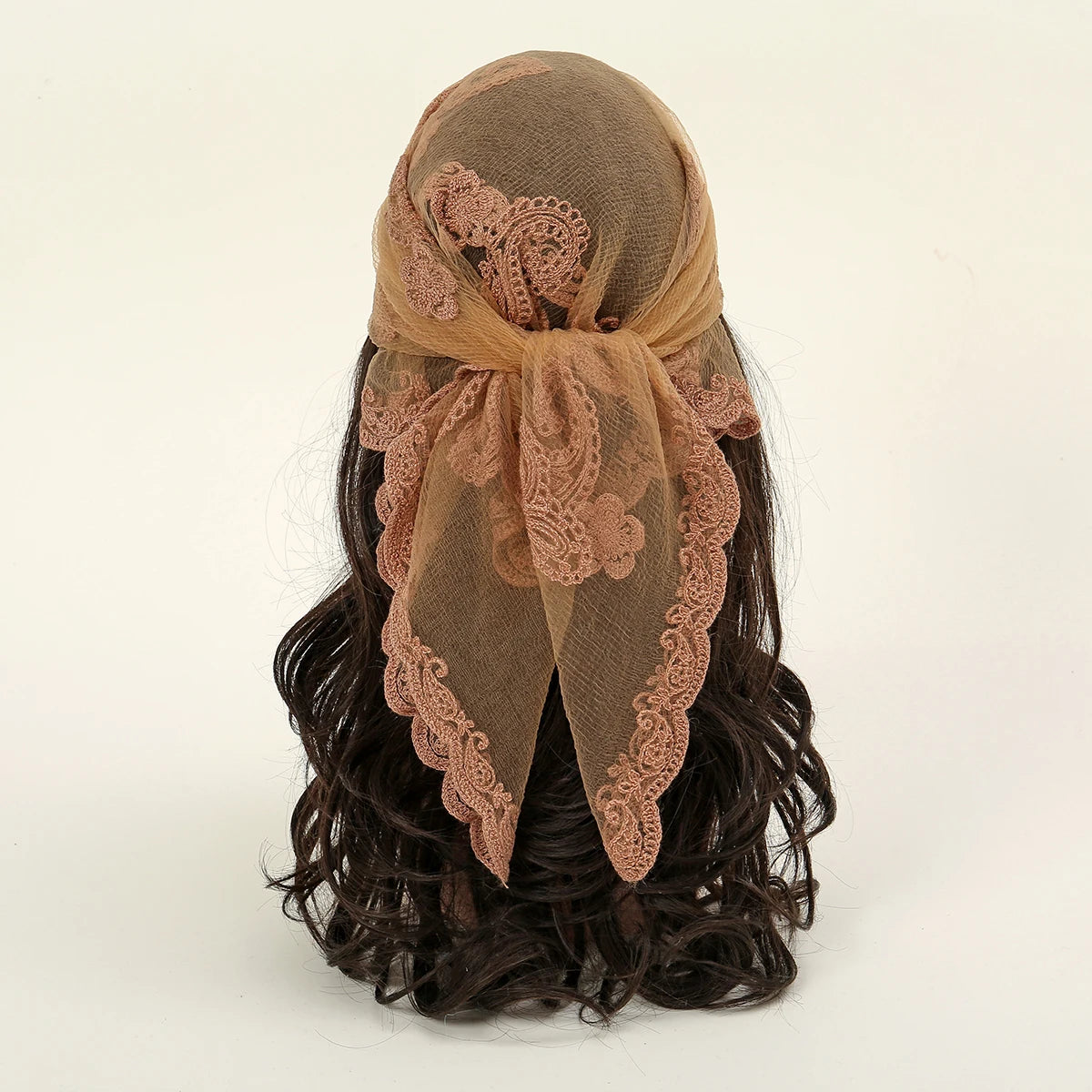 Foulard bandana carré en dentelle paisley – Écharpe légère et élégante femme