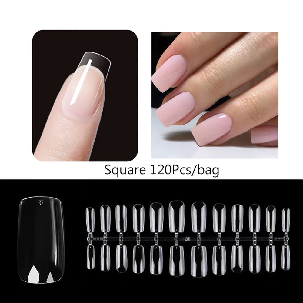 Capsules faux ongles press-on mates – Full cover, formes variées, 120 pièces
