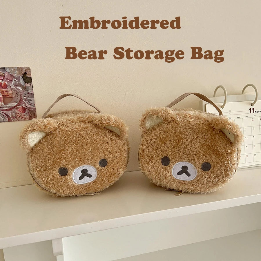Trousse maquillage peluche ourson – Pochette cosmétique kawaii douce & compacte