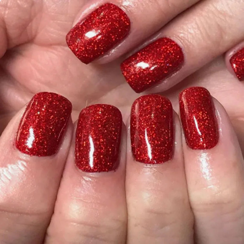 Faux ongles press-on courts carrés – Couleurs unies – 24 pièces