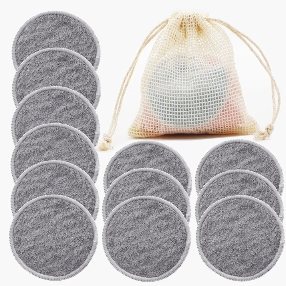 Cotons démaquillants réutilisables en bambou – Lot de 12 disques lavables doux pour la peau