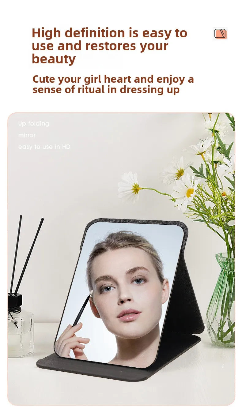 Miroir de maquillage pliable portable – Miroir de table compact sans éclairage