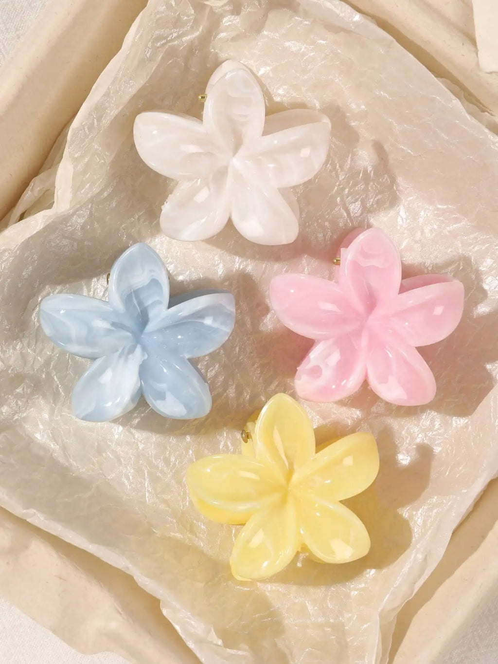 Lot de 4 pinces crabes fleurs multicolores – Accessoires cheveux antidérapants femme & fille