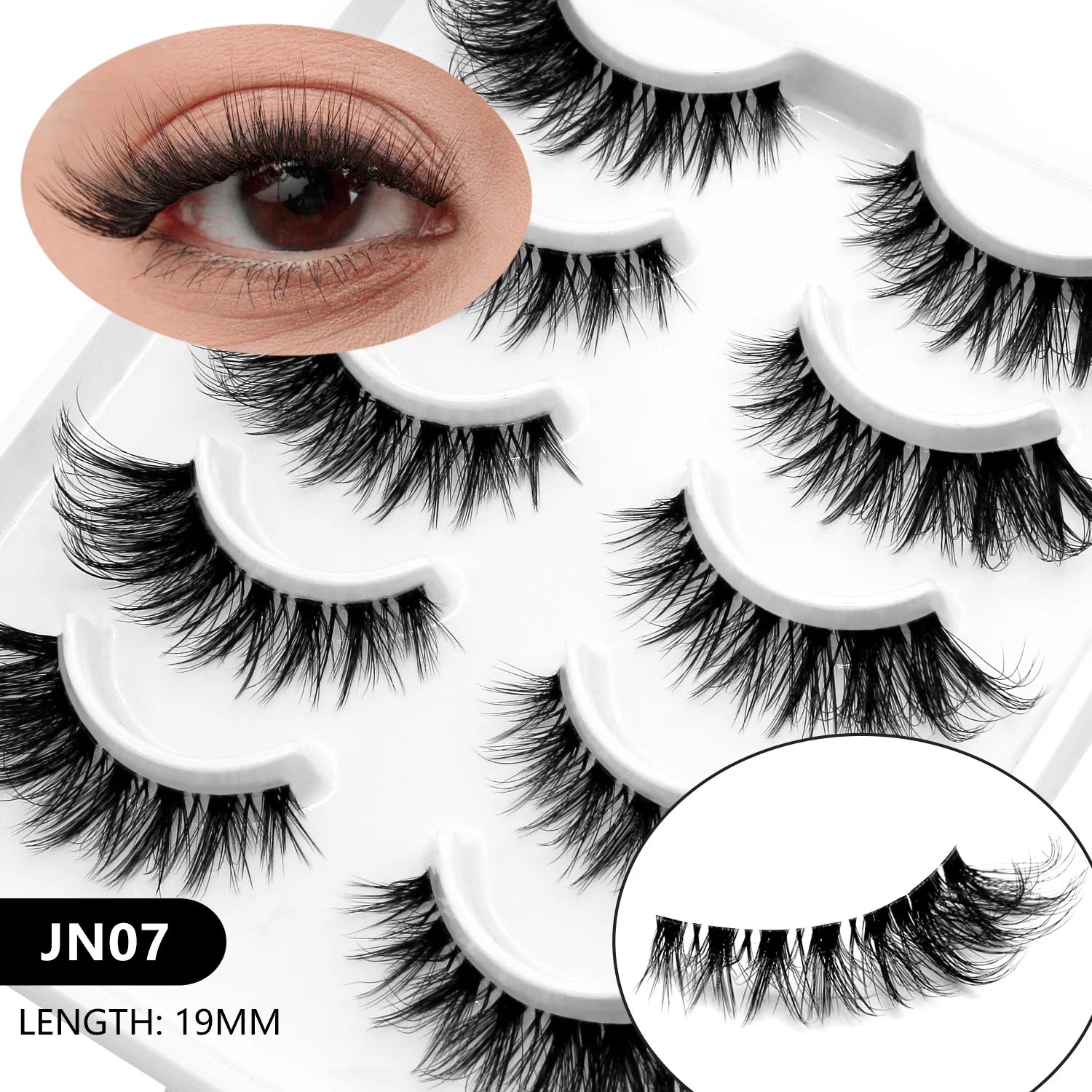 Faux cils 3D effet volume – Bande transparente, style œil de chat, regard intense