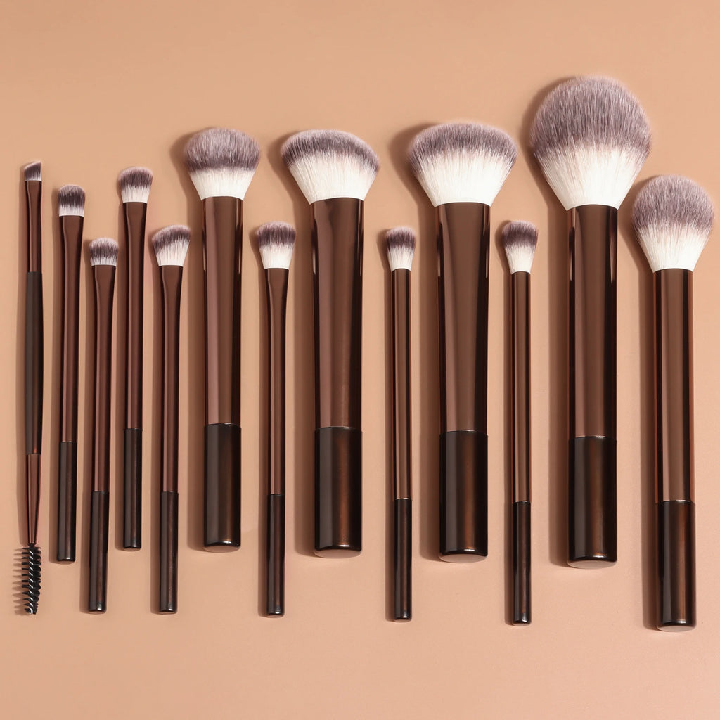Set de 13 pinceaux maquillage professionnels – Visage & Yeux (Fond de teint, Poudre, Blush, Yeux)