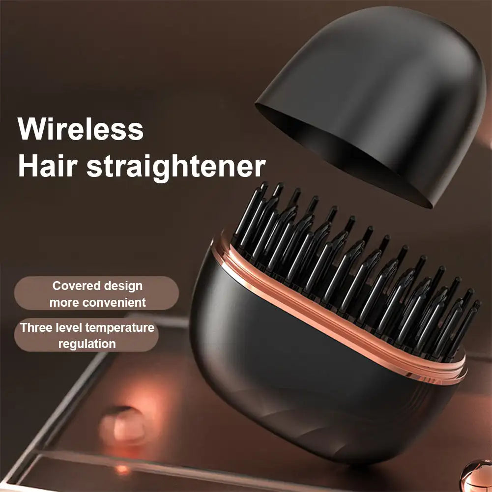 Brosse lissante chauffante sans fil – Mini lisseur portable ionique, 3 températures