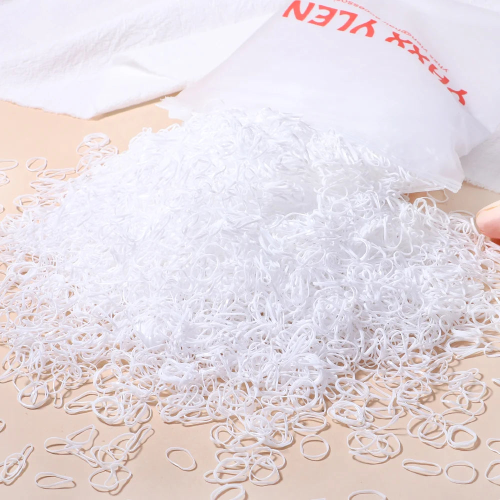 Élastiques cheveux enfant colorés – Lot de 500, 1000 ou 2000 – Mini attaches cheveux jetables en caoutchouc