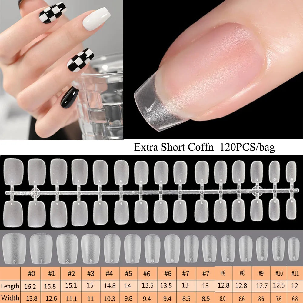 Capsules faux ongles press-on mates – Full cover, formes variées, 120 pièces