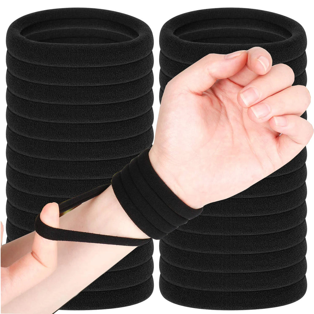 Élastiques cheveux noirs sans métal – Lot de 20, 50 ou 100 – Attaches cheveux élastiques douces pour fille et enfant
