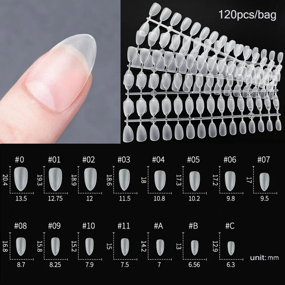 Capsules faux ongles press-on mates – Full cover, formes variées, 120 pièces