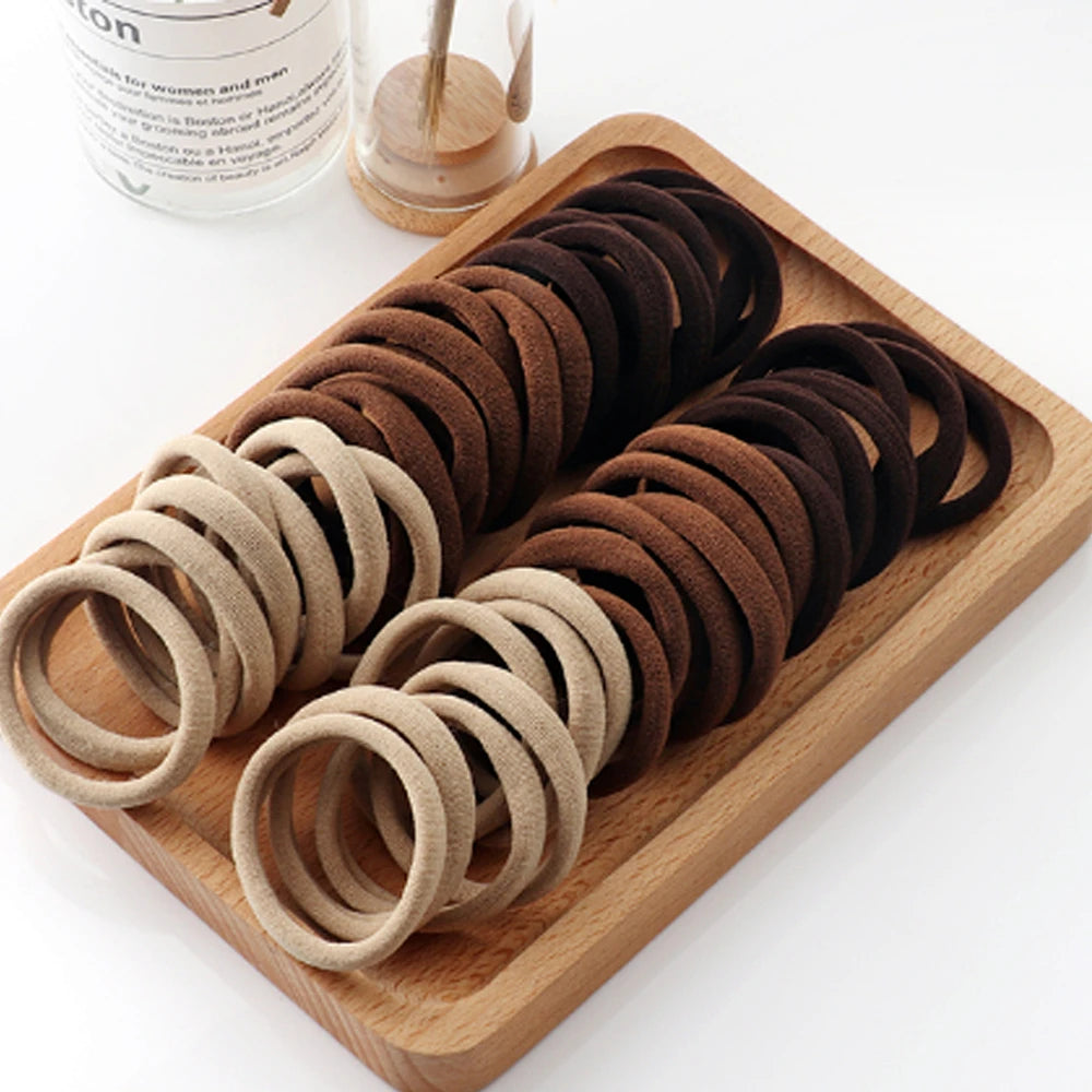 Élastiques cheveux noirs sans métal – Lot de 20, 50 ou 100 – Attaches cheveux élastiques douces pour fille et enfant