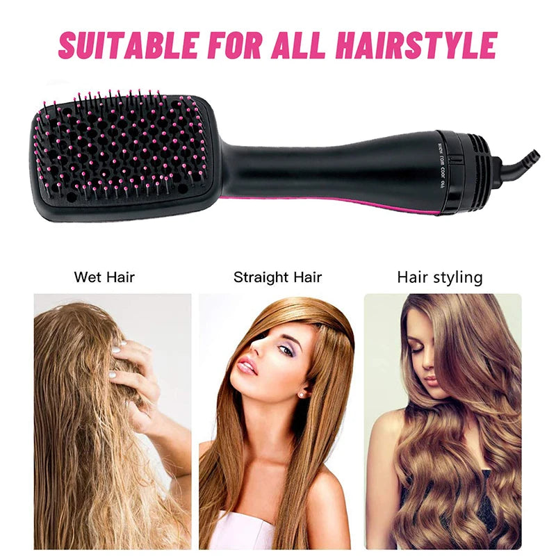 Brosse soufflante 3-en-1 ionique – Sèche-cheveux brosse lissante et coiffante en un seul geste