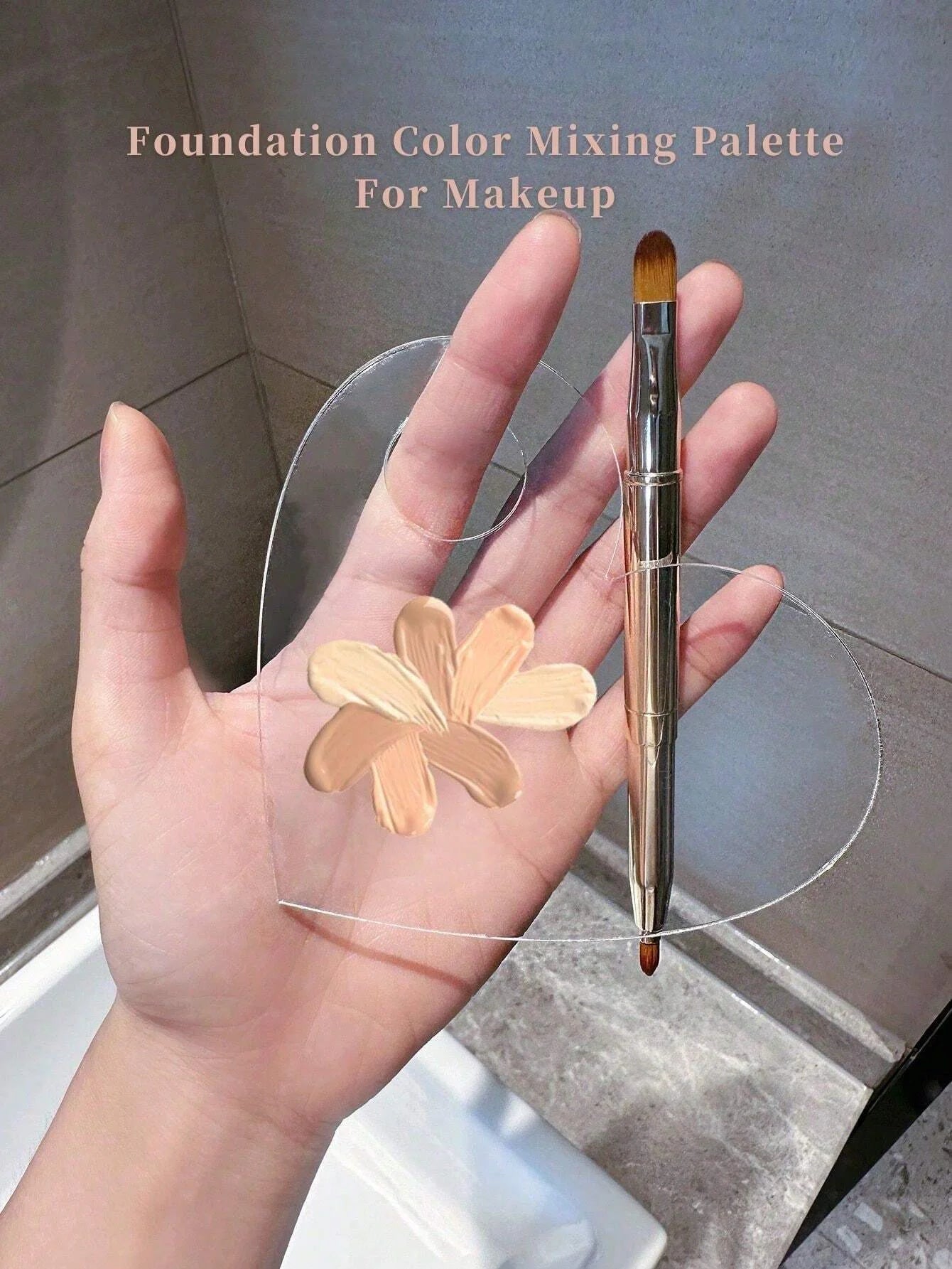 Palette de mélange maquillage en acrylique avec spatule – Fond de teint, fards & pigments