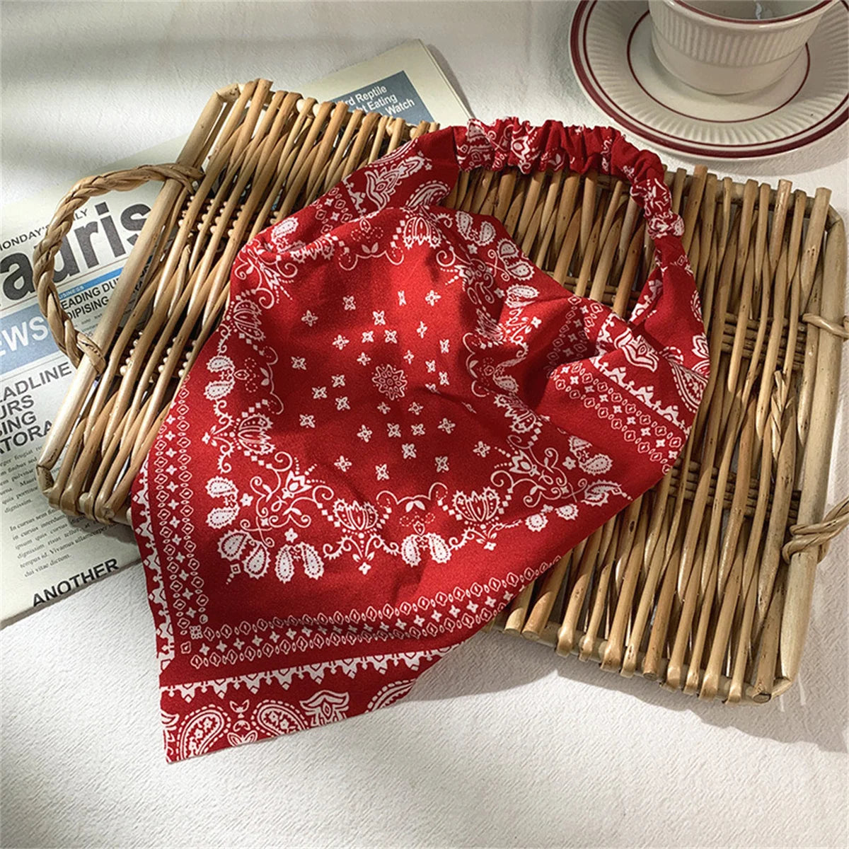 Bandeau triangle rétro style bandana – Headband tissu respirant femme