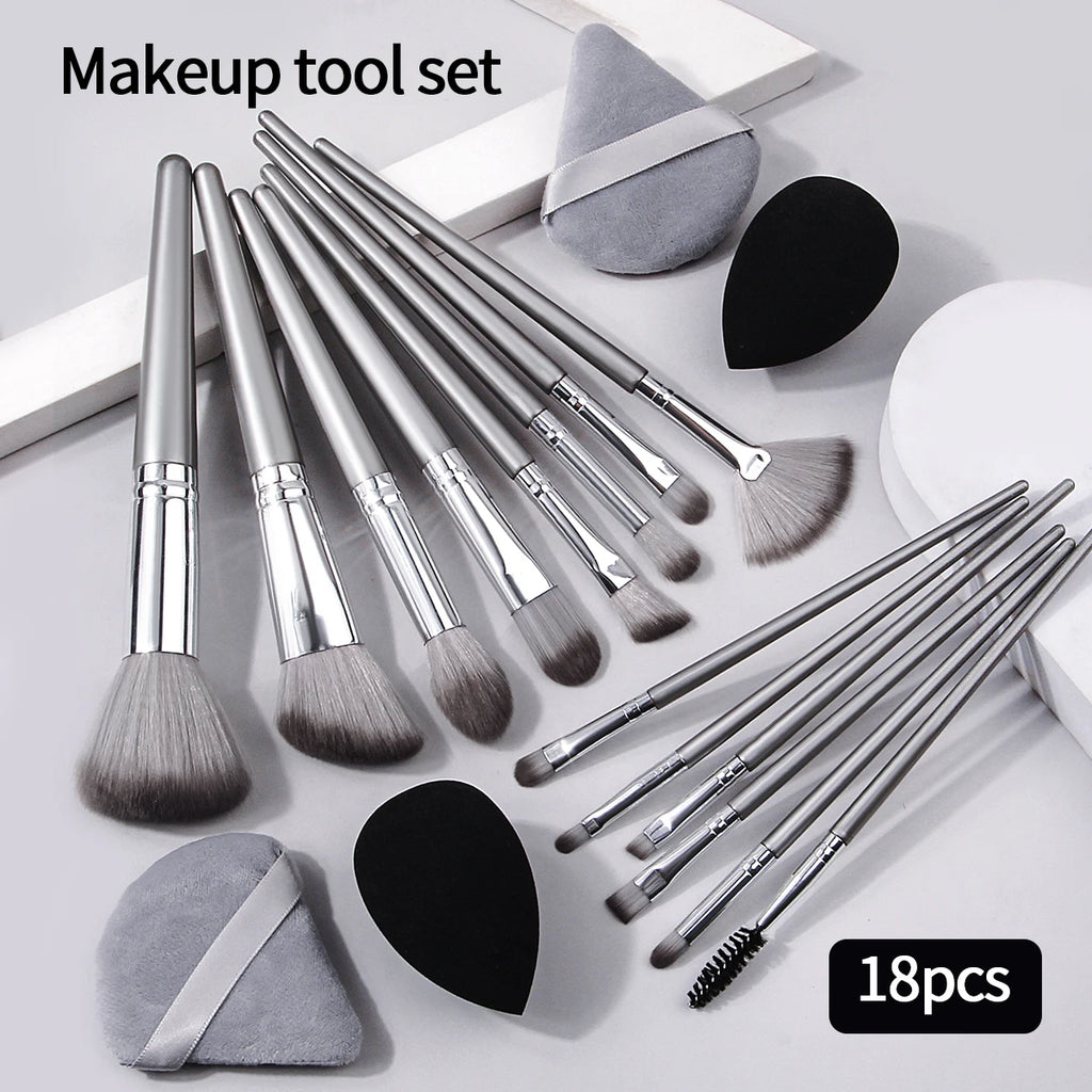 Set de pinceaux maquillage professionnel 14 pièces + éponges – Application précise & finition naturelle