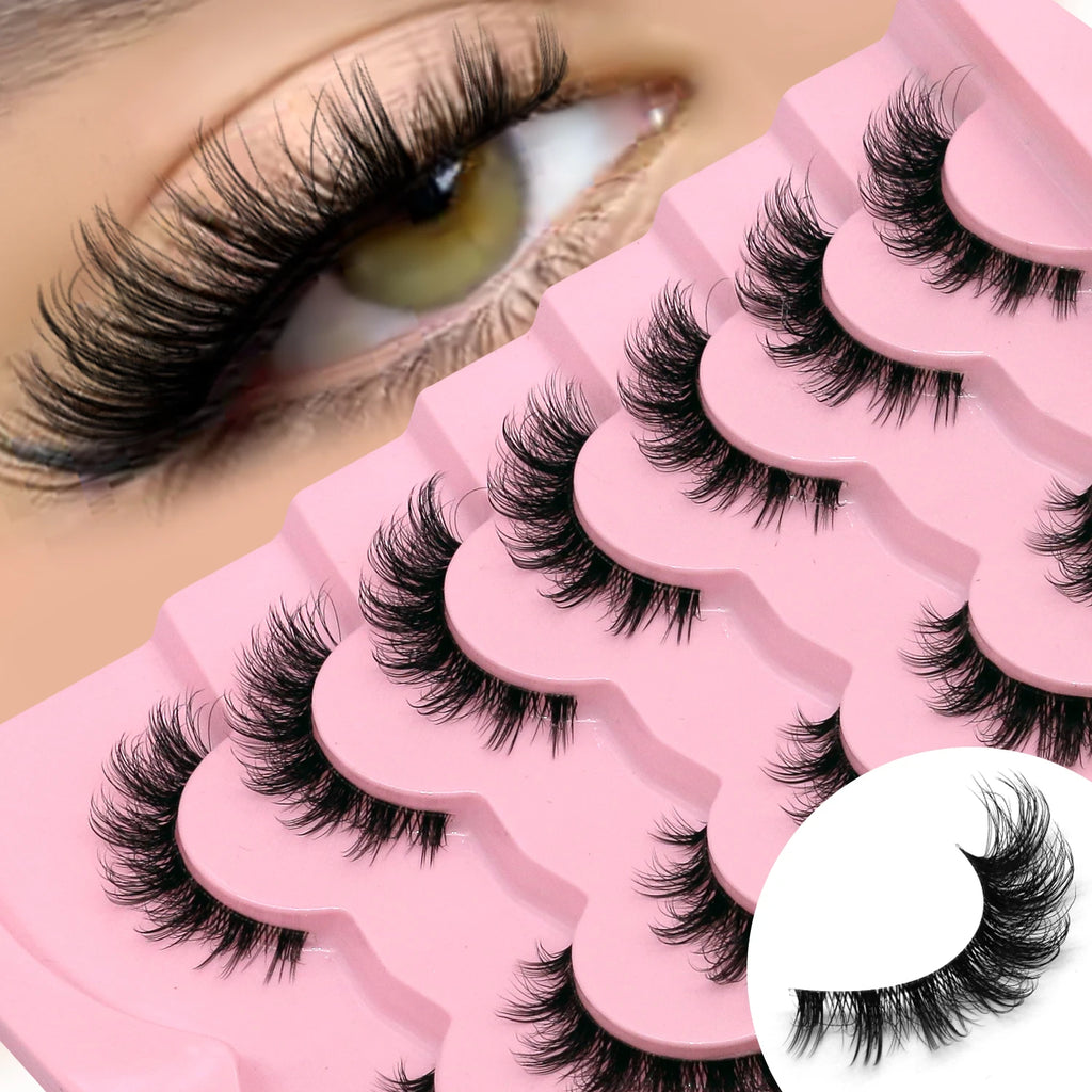 Faux cils 3D effet volume – Bande transparente, style œil de chat, regard intense