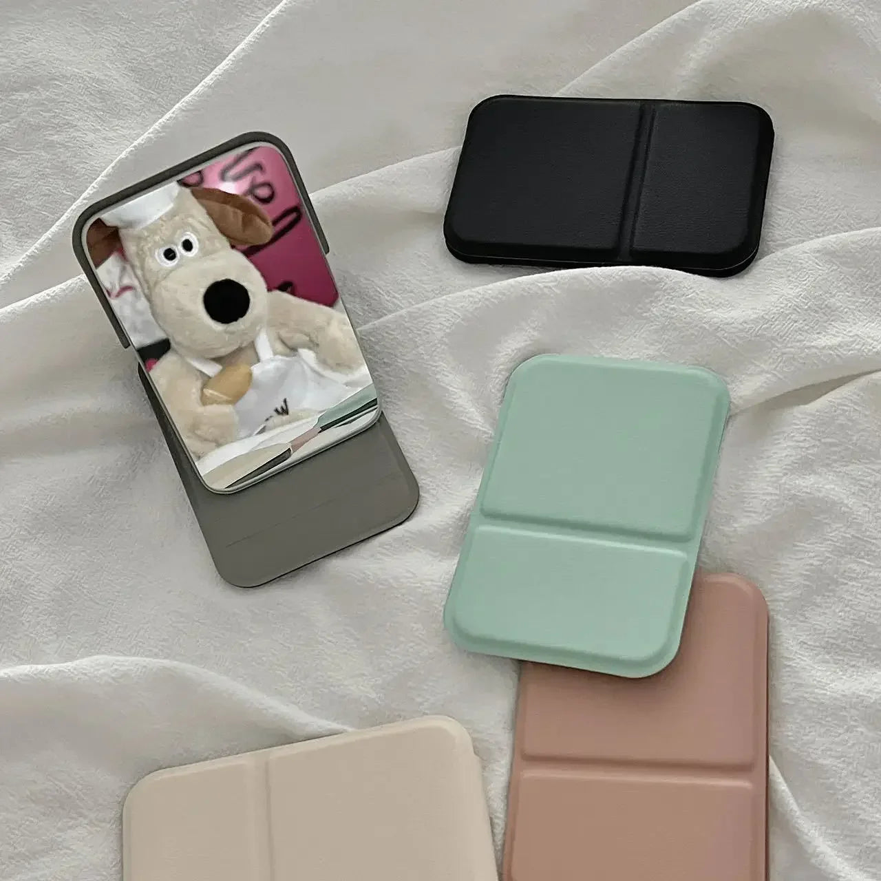 Miroir de maquillage pliable en PU – Miroir de table et de voyage compact