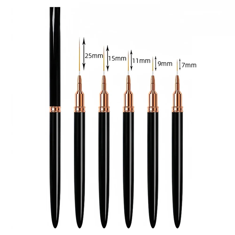 Set de pinceaux Nail Art – 5 pinceaux liner de précision pour dessins et lignes fines