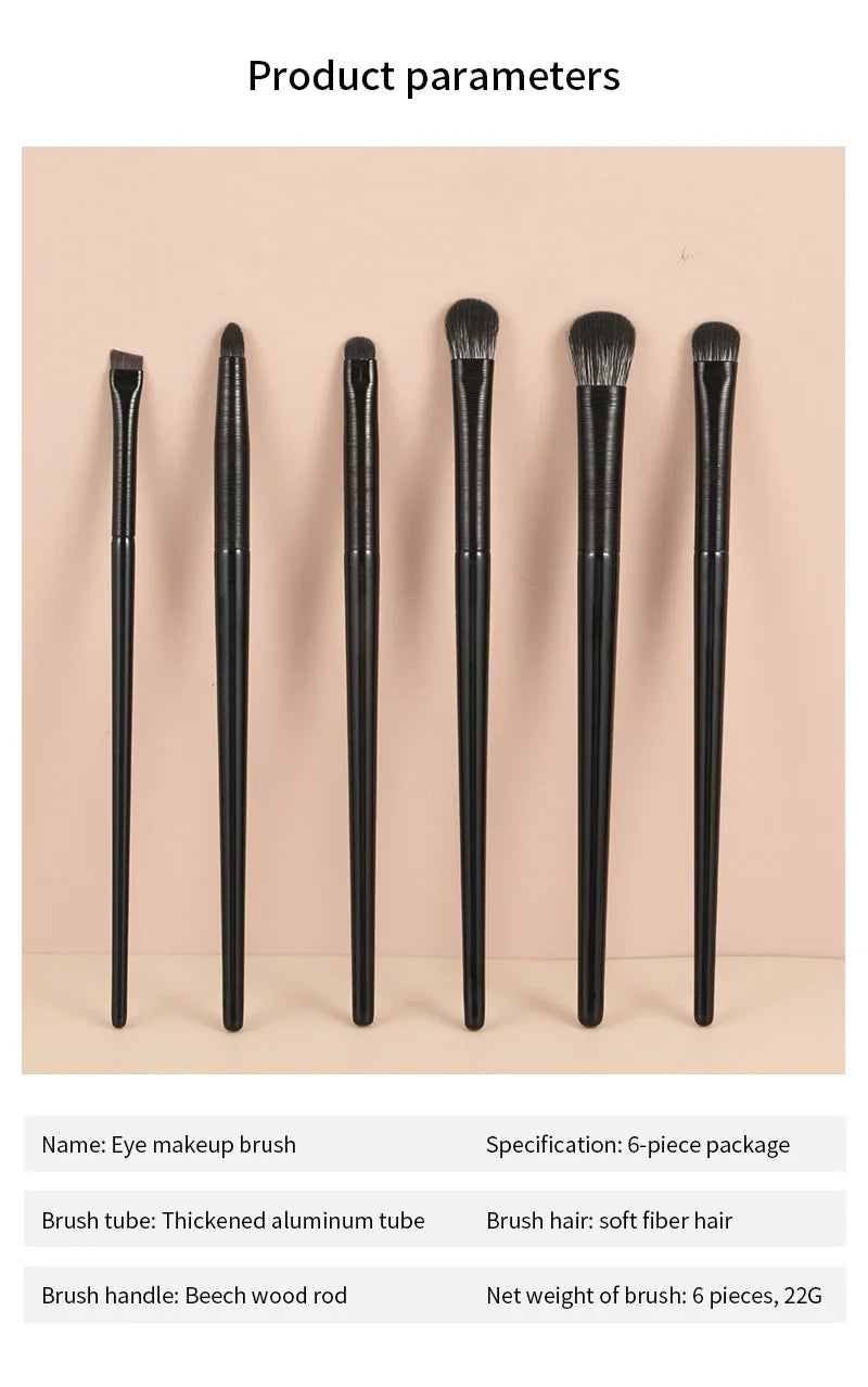Set de pinceaux yeux professionnel – 6 pinceaux précision pour ombres, eyeliner & sourcils