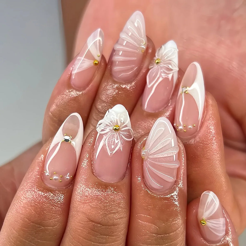 24 Faux ongles press-on design – Capsules ongulaires élégantes, plusieurs formes et styles