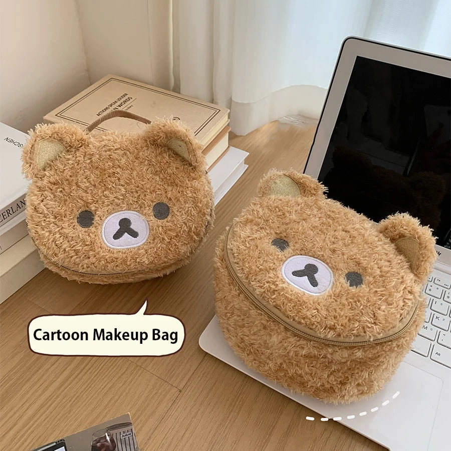 Trousse maquillage peluche ourson – Pochette cosmétique kawaii douce & compacte