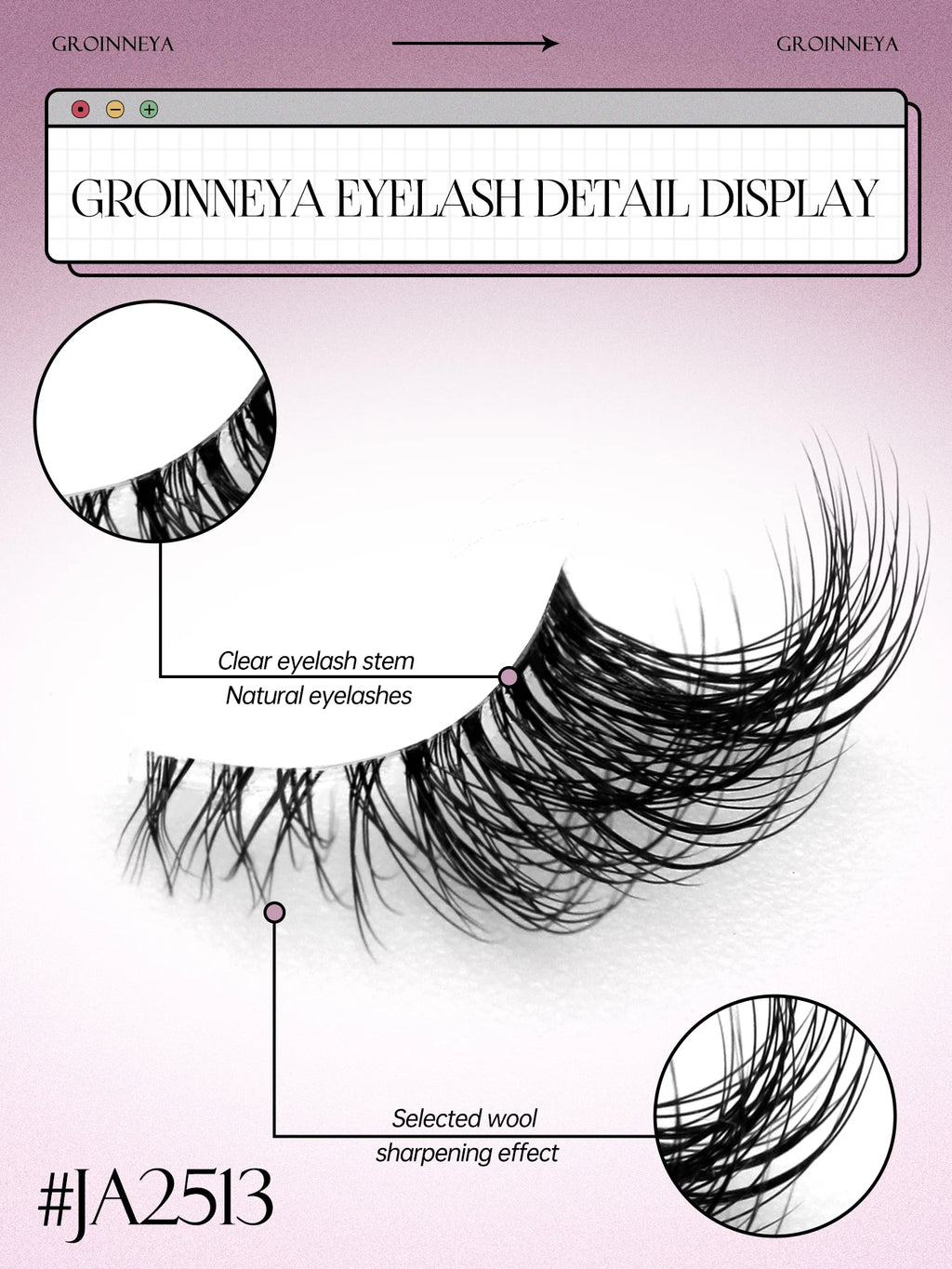 Demi-faux cils effet naturel – Bande transparente, regard allongé, style mink léger