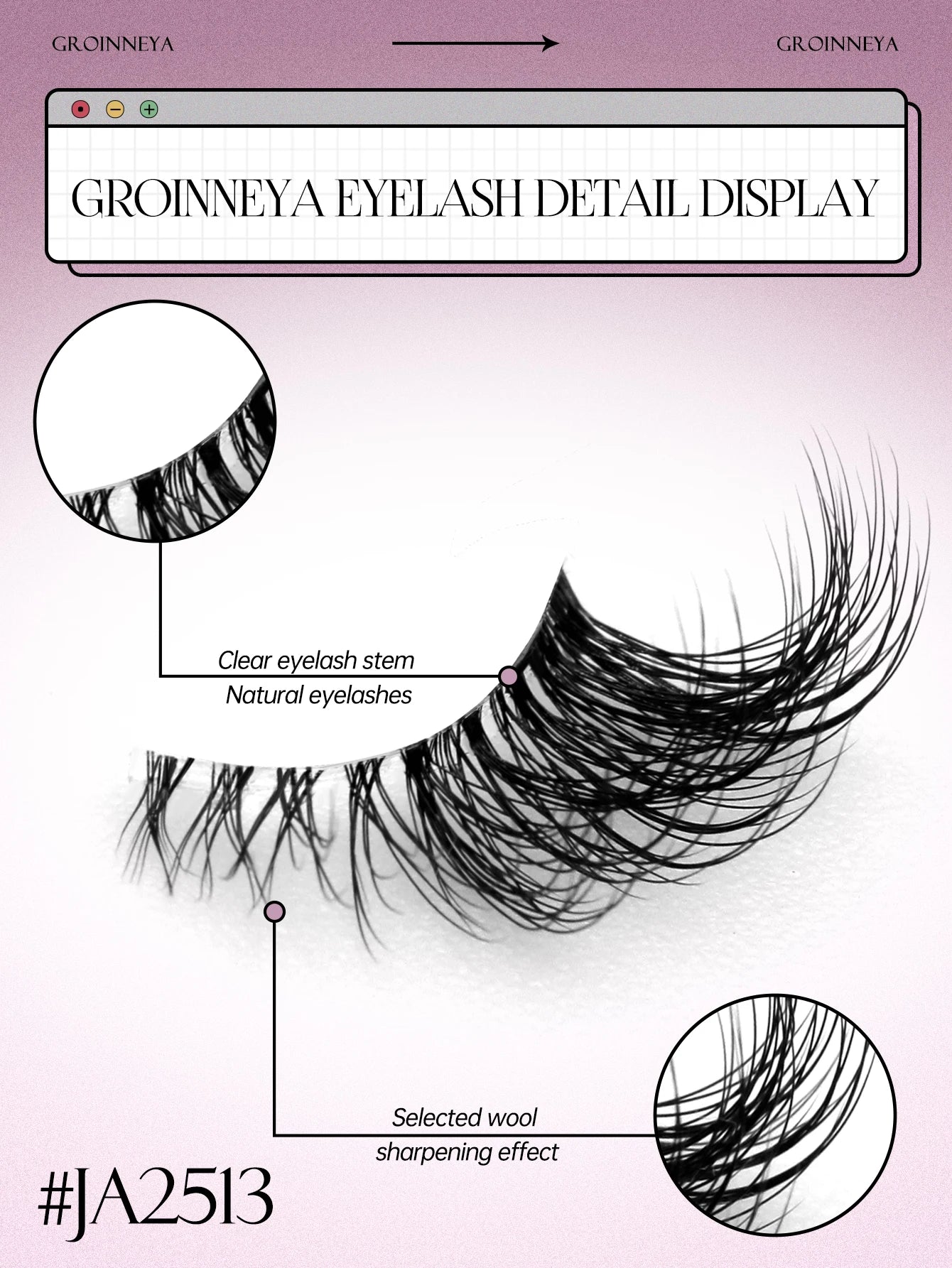 Demi-faux cils effet naturel – Bande transparente, regard allongé, style mink léger
