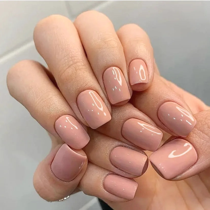 Faux ongles press-on courts carrés – Couleurs unies – 24 pièces