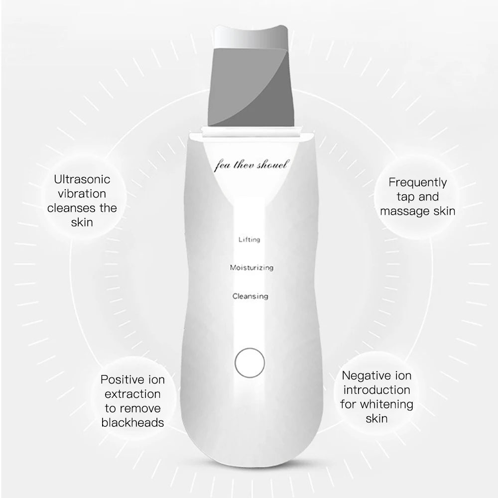 Skin scrubber ultrasonique visage – Nettoyeur de pores & points noirs professionnel
