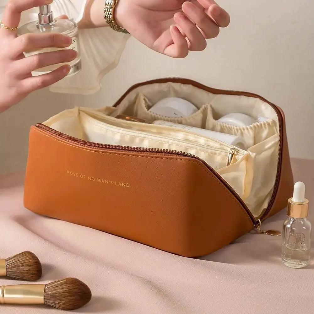 Trousse de maquillage organiseur femme – Pochette cosmétique élégante grande capacité, rangement compartimenté