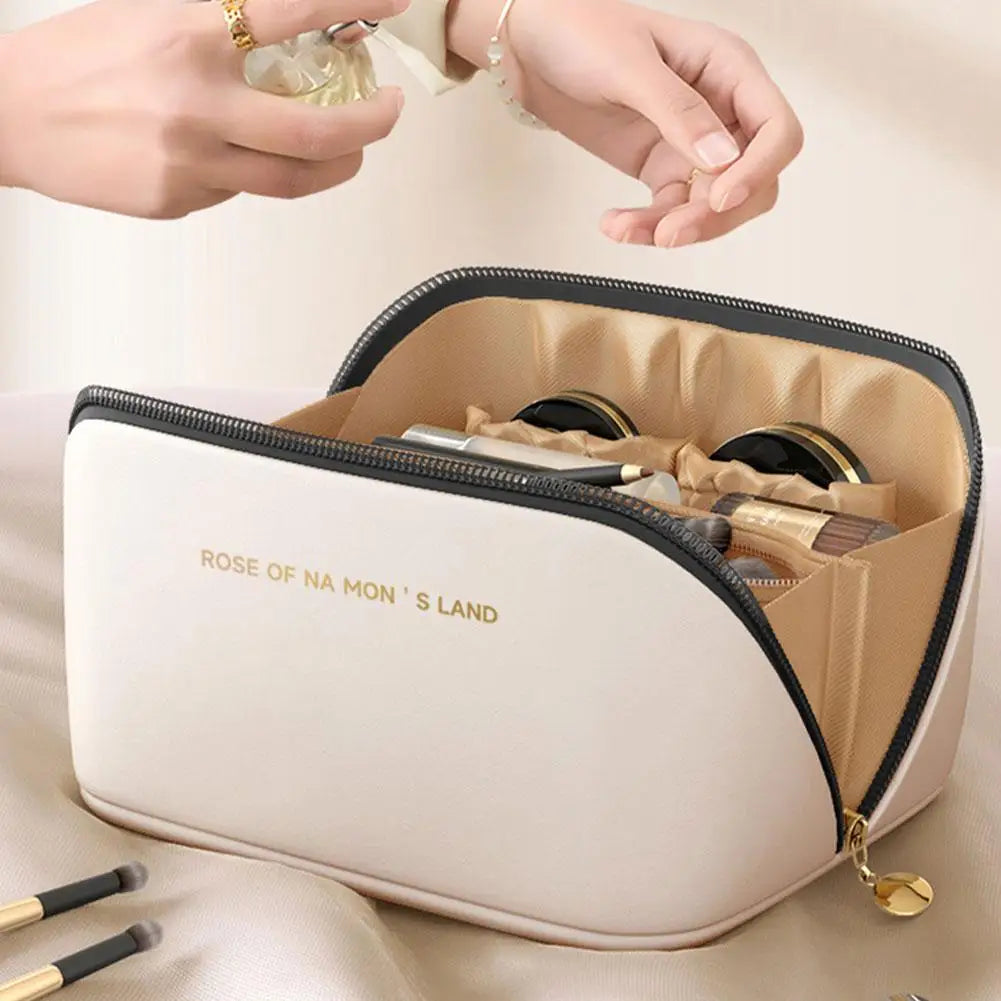 Trousse de maquillage rigide élégante – Organisateur beauté premium avec compartiments & poignée