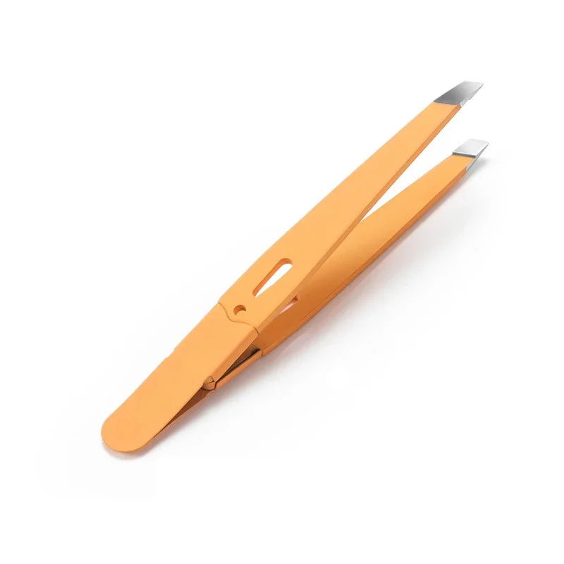 Pince à sourcils professionnelle en acier inoxydable – Précision biseautée, couleurs tendance