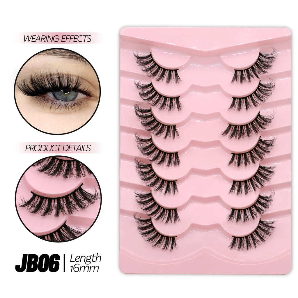 Demi-faux cils effet naturel – Bande transparente, regard allongé, style mink léger